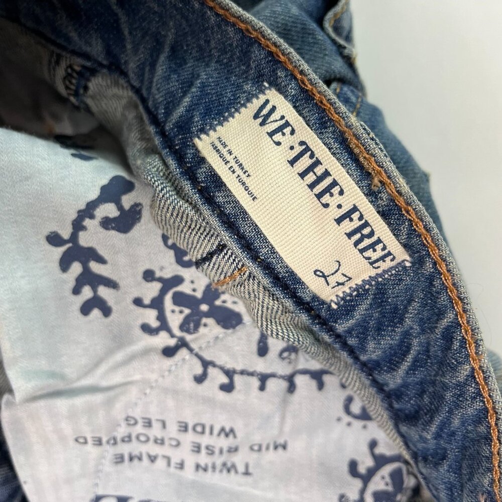 Free People We The Free Twin Flame Cropped Wide Leg Jeans Mid Rise NWOT Size 27 - Picture 4 of 5